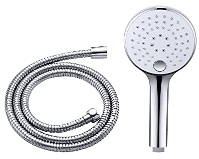 JOHO Duschkopf mit Schlauch 1,5m, Chrome Duschbrause Set mit 3 Strahlarten Handbrause mit Schlauch150cm