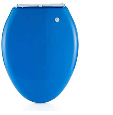 FCS Bathroom Wc-Sitz mit Absenkautomatik Antibakterieller Premium Toilettendeckel Quick Release Easy clean Einfache Montage, Verlängert (Color : Blue)
