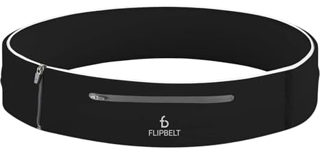 FlipBelt Elite Running Belt for Phone and Small Accessories, Water-Resistant Exercise Waist Pouch, M, Black