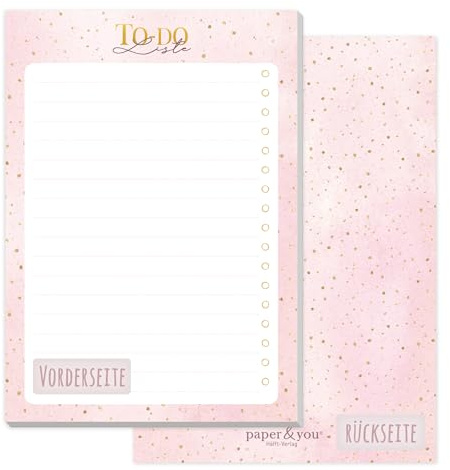 Häfft paper&you® Notizblock A6 To-do-Listen zum Abreißen Golden Dots | Für Aufgaben im Alltag: 50 Blatt, 100g/m²-Papier, kompakte Liste mit Kringeln zum Abhaken für Zuhause, Büro & Schule