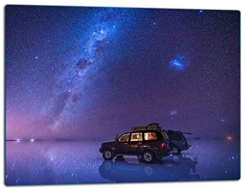 TMK | Tabla de cortar de cristal, cubierta de vitrocerámica de 1 pieza 52 x 40, placa de corte de cristal, protección contra salpicaduras, placa de vidrio universal, para cocina, coche
