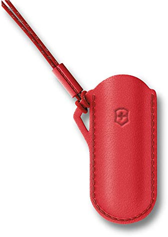 Victorinox Etui en cuir, avec dragonne, Accessoires pour Couteau de Poche Suisse Mini, Multifonction, Rouge