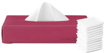 LastTissue® Reusable Cotton Tissue Box | Face Towels & Handkerchiefs for Men & Women – Washable, Sustainable Facial Tissue with Storage Case - Red