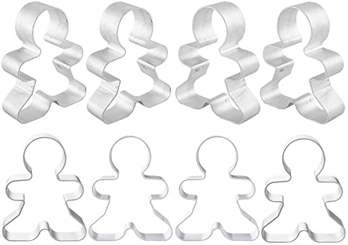 Saktopdeco 8 Counts Gingerbread Metal Cookie Cutter Small Christmas Gingerbread Man Shaped Decorative Cookie Cutters Set