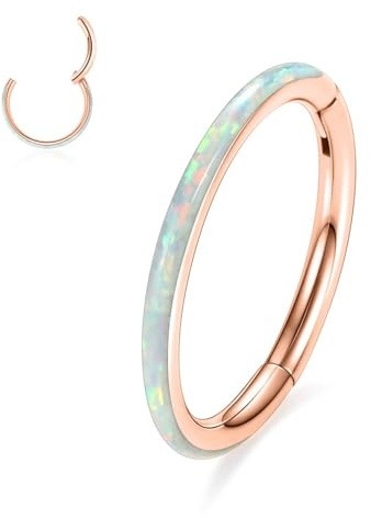 Opal CZ Conch Hoop Ring Septum Schmuck Türkis Nahtloser Clicker Ring Daith Ohrringe Chirurgischer Stahl Turm Tragus Conch Piercing Schmuck Kleiner Hoop Ohrring Nasenring 20G 18G 16G 14G 12G
