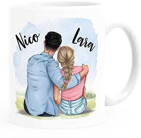 SpecialMe® personalisierte Partner Tasse mit Namen Geschenk Liebe Jahrestag Valentinstag Freund Freundin Mann Frau Uni-Weiß Keramik-Tasse