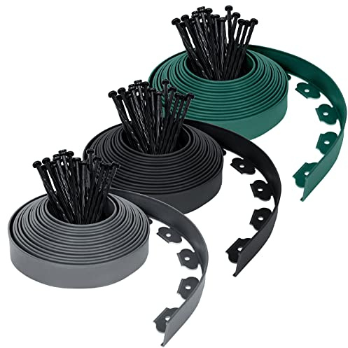 NAIZY Bordo da Giardino Flessibile Bordi Letto 10m Recinzione Prato Bordatura in Plastica PP con 30 Chiodi di Fissaggio Bordi letto alti 5 cm per Giardino, Verde