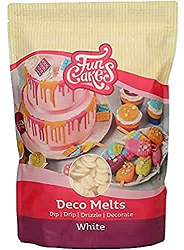 FunCakes Deco Melts Weiß - Trempez, coulez, arrosez et décorez ! Faire fondre brièvement au micro-ondes ou au bain-marie , 1 kg