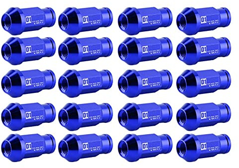 Mutter M12X1.5 60 Kegel, Akozon 20 Stück Aluminium Autoreifenschraube, Radmuttern M12x1.5 Selbstsichernde Sechskant Muttern Autoreifenschraube Radmutter Rennradmutter Universal (Blau)