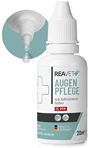 ReaVET Spezial Augentropfen für Hunde und Katzen 20 ml, bei gereizten Augen und Tränenflecken, Augen Pflege mit kolloidalem Silber