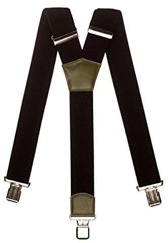 Olata Extra breda Y-hängslen för män i svart med färgat läder - 5 cm, Olivgrön, one size