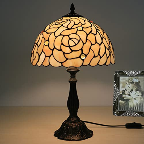 AIBOTY Rose Kommode Lampe, Tiffany Lampe, Buntglaslampe, viktorianische Tischlampe, Schlafzimmer Nachttischlampe, Wohnzimmer Lesepult Klavierlampe, Freundin Liebhaber Geschenke