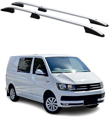 OMAC Dachreling kompatibel mit VW T5 T6 T6.1 Transporter Multivan Caravelle 2003-2024 L1 Kurzer Aluminium Grau 2 TLG