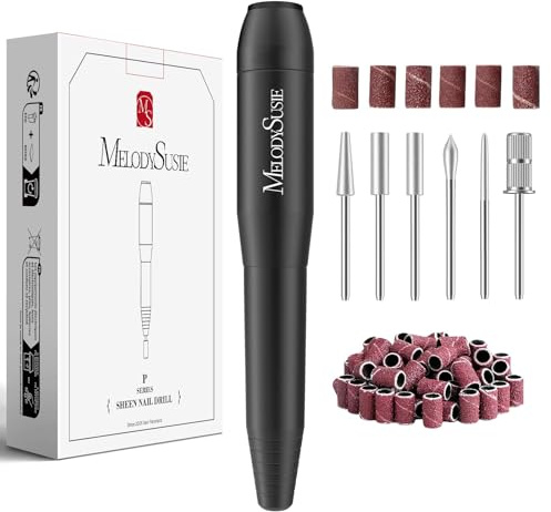 MelodySusie PC120I Nail Drill 20000RPM E File for Beginners, Compact Electric Nail Files Portable Nail Drill Machine Manicure Pedicure Set for Acrylics Nails and Gel Nails (Black)