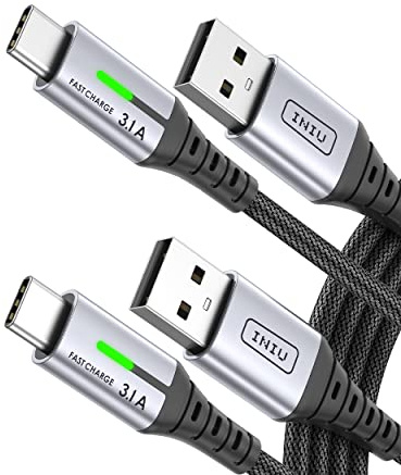 INIU USB C Charger Cable, [2-Pack 2m] USB To USBC Cable,Braided Type C Charger Cable Fast Charging for iPhone 17 16 15 Pro Max,iPad Air,Samsung Galaxy S25 Ultra,Macbook Air Pro,Nintendo Switch 2 etc.