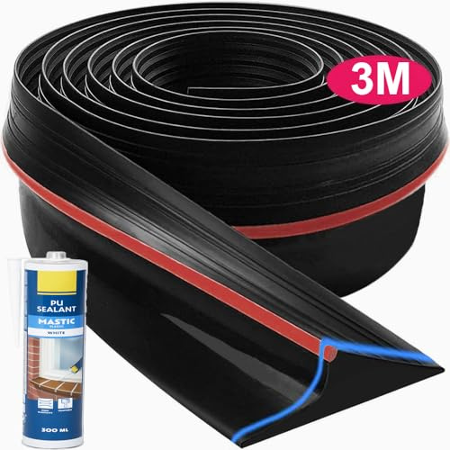 Joint Porte Garage (1.6 cm - Standard, 3 Mètres + 1 Colle Pro) - Seuil Basculante, Sectionnelle, Battante ou Bas en Caoutchouc - Isolant & Isolation Porte de Garage
