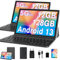 GOODTEL Tablet 10 Pollici | Android 13 | 12GB RAM 128GB ROM(1TB TF) | Octa-Core | WiFi 5G | GPS | FHD | Bluetooth5.0 | 8MP+5MP | Tipo C | OTG | Cast | Tablet PC con Custodia, Tastiera e Mouse - Grigio