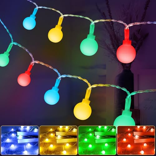 AUAUY Bunt Kugel Lichterkette, 6m, 40 LED, 2 Modi, Wasserdichte