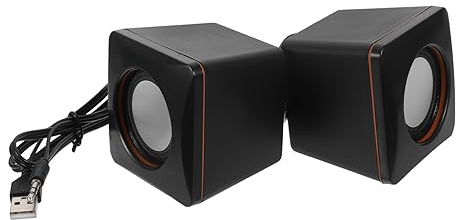 DECHOUS Mini-Enceinte de Bureau USB Noire, Lot de 1 Paire, pour Ordinateur | Abs et Cuivre-magnétisme, Transmission Audio Stable, Format Compact, Usage Bureau et Déplacement