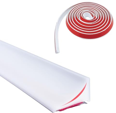 6M*20MM Schwallschutzleiste Dusche Selbstklebend Silikon Wasserstopper | Wasserstopper Silikon Duschschwelle Schwallschutz Trennung von Nass und Trocken, für Küchen, Bäder, Waschbecken Weiß