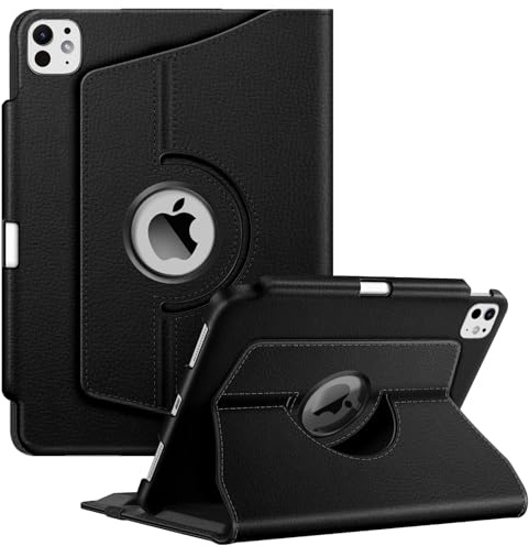 FINTIE Coque pour iPad Pro 11 Pouces M5/M4 (2025/2024) - [Rangement de Stylet] Coque Rotative à 360° Étui Pivotant, Housse Veille/Réveil Automatique, Noir