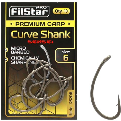 PRO FILSTAR 10 STK Angelhaken Set mit Curve Shank N6 - Karpfenangeln Haken | Karpfen Angeln Zubehör - Pop Up Boilies Karpfenhaken - Carp Fishing Hooks - Angelzubehör - Karpfen Rigs