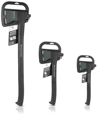 STAHLWERK Axt 3er Set 355 | 445 | 775 mm Beil | Spaltaxt | Spaltbeil | Universalaxt | Campingaxt | Fiberglasbeil | Forstaxt aus geschmiedetem Carbon-Stahl mit stoßhemmendem Fiberglas-Griff