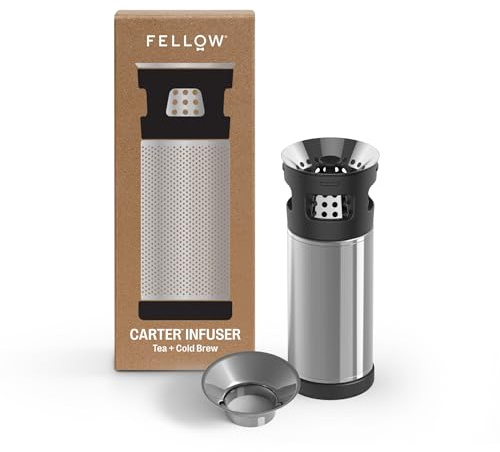 Fellow Carter Tea + infusor de infusión fría, té empapado sobre la marcha, encaja en una taza Carter, filtro de malla fina, té de hojas sueltas, prepara café frío y mucho más