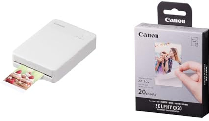 Canon Selphy QX20 Weiß + XC-20L Vol. 20 Farbtinte/Etikettenset