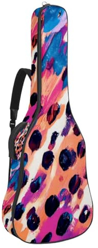 Gitarrentasche in voller Größe, 101,6 cm, 104,4 cm, 106,7 cm, Tragetasche für E-Bass, klassische Gitarre, bunte Blumen, ästhetisches Muster, Mehrfarbig 04, 42.9x16.9x4.7 in, Lässiger Tagesrucksack
