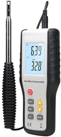 Anémomètre à fil chaud pour conduit, compteur de vitesse du débit d'air portatif CFM/CMM, jauges de vitesse du vent, avec écran LCD rétroéclairé, pour la température de la vitesse de l'air du flux d'a