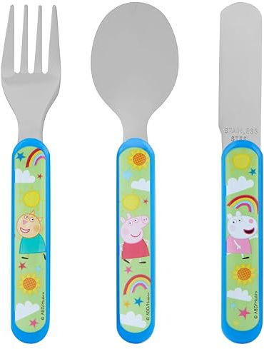 Peppa Pig Kids Cutlery Set by Polar Gear - 3pc Childrens Cutlery Set Peppa Gifts for Girls & Boys| Peppa Pig Gifts - Made from Food-Safe Stainless Steel & ABS Plastic - 36 Months Up