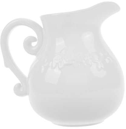 Alipis Embossed Ceramic Vase Milk Pitcher Single Handle Latte Milk Jug for Sauce Decorative Home Ornament