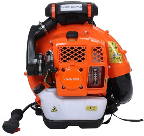 joukares 80cc-Rucksackblattgebläse, Hochgeschwindigkeits-4-Takt-Motor, 900 CFM-Hochleistungsluftvolumen, einstellbare Geschwindigkeit, niedrige Vibration, bequemes gepolstertes Kabelbaum, Orange