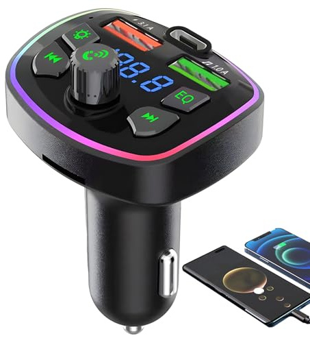 FM Transmitter For Car | FM Radio Transmitter Wireless Car Aux Adapter With Double USB Port - Multifunctional Auto Music Adapter With PD Charging Source For Auto, Trucks