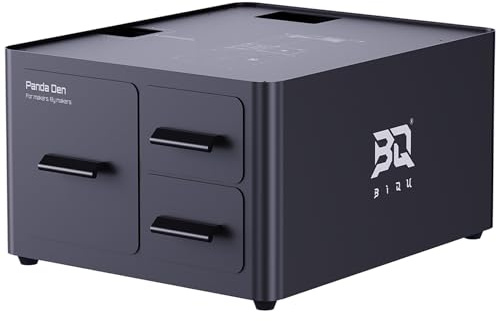 BIQU Panda Den Boîte Stockage Déchets Filament pour Bambu-Lab P2S/P1S/P1P/X2D/X1C/X1E/A1/A1 Mini, Collection Système Chute Directe, Construction en Acier Premium Avec Tiroirs Stockage à Outils Doubles