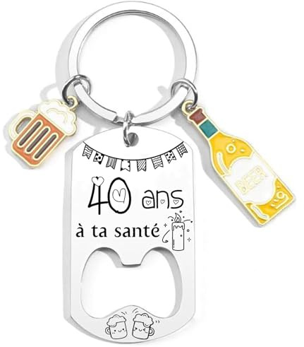 YUANSI Cadeau 40 ans homme humour Original Pour Homme 40 Ans Porte Clef Anniversaire 40 ans Porte Clef