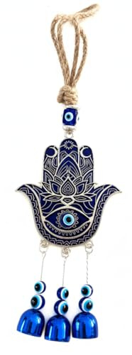 Amuleto Pared Colgante de Ojo Turco Mal de Ojo para Buena Suerte y Protección en casa Amuletos de la Suerte y Proteccion (Mano de Fatima Azul)