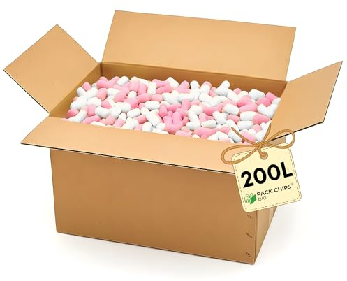 PACK CHIPS bio Verpackungschips Füllmaterial 200 L - Antistatische Polsterchips - Füllmaterial für Pakete - Verpackungsmaterial BIO - 100% Natürlich Abbaubar aus Stärke