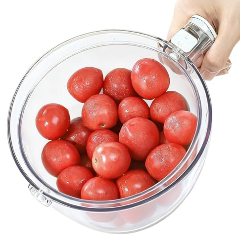Tazón colador giratorio, escurridor para y, cesta de lavado de doble capa con asa, herramienta de cocina fácil de limpiar para preparar ensaladas, camping, picnic, sandía, etc
