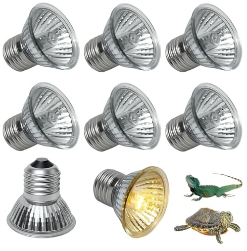 Golgner 6 Stück Reptilien Wärmelampe 25W, UVA UVB Re-ptilien Heizung Glühbirne, Wärmelampe Schildkröten, Reptilien Terrarium Wärmelampe, E27 Dimmbar, für Reptilien Eidechsen Schildkröten Schlangen