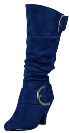 Stivali invernali da donna 38 – Scarpe invernali da donna eleganti, eleganti stivali al ginocchio, scarpe calde, con fibbia alla cintura, stivali leggeri in pelle scamosciata