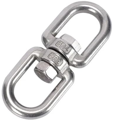 YShiuoL Giratorio de Doble Extremo 10 Piezas M4 M5 M6 M8 M10 De Acero Inoxidable Doble Extremo Giratorio con Gancho Ojo, Grillete Anillo, Mosquetón(M6)