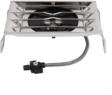 QuivyLivy Fornello da campeggio portatile a 3 fuochi antivento, in acciaio inox 304, griglia a gas per esterni, con supporto staccabile e borsa per riporre oggetti per escursioni, viaggi, cucina