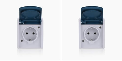 Busch-Jaeger 20 EW-53 SCHUKO® Steckdose mit Klappdeckel (Thermoplast) Grau ocean® (IP 44) 2CKA002083A0817 (Packung mit 2)