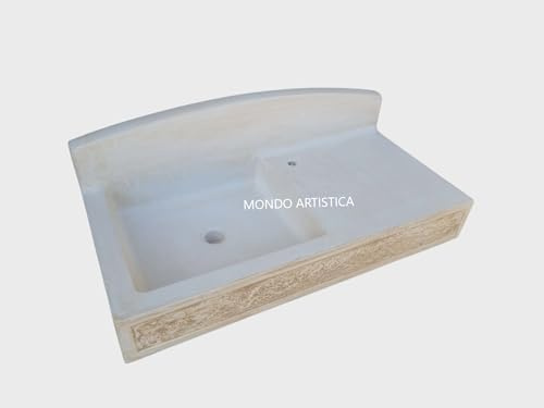 LAVELLO LAVANDINO IN CEMENTO, LAVABO, PILOZZO, PER ESTERNO DA GIARDINO MISURE: 84X44 CM - SFUMATO BEIGE