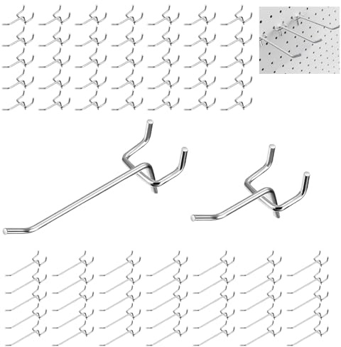 ECVUKQ 70 Stk Lochwand Haken,10 cm 5 cm Lochwandhaken Pegboard Zubehör Einfachhaken Anhänge Haken für Werkzeughalter Wand Garage Regal Werkstatt