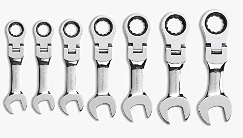 GearWrench 7 Pc. 12 Pt. Stubby Flex Head Ratcheting Combination Wrench Set, SAE - 9570