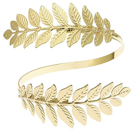 RechicGu Golden Color Tone Greek Roman Laurel Christmas Tree Leaf Bracelet Armband Upper Arm Cuff Armlet Festival Bridal