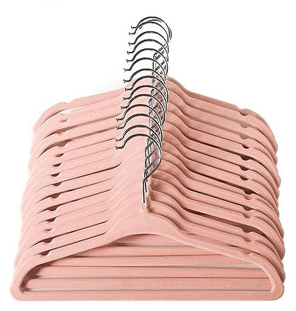ManGotree Appendiabiti in Velluto per Bambini, Appendini per Bambini per Vestiti Risparmio di Spazio Antiscivolo, Confezione da 15 (Rosa)